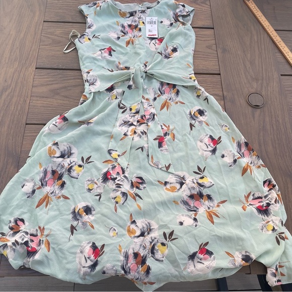 $145 Ralph Lauren Women's Green Floral-Print Crew-Neck A-Line Dress Size US 4 - Picture 5 of 12